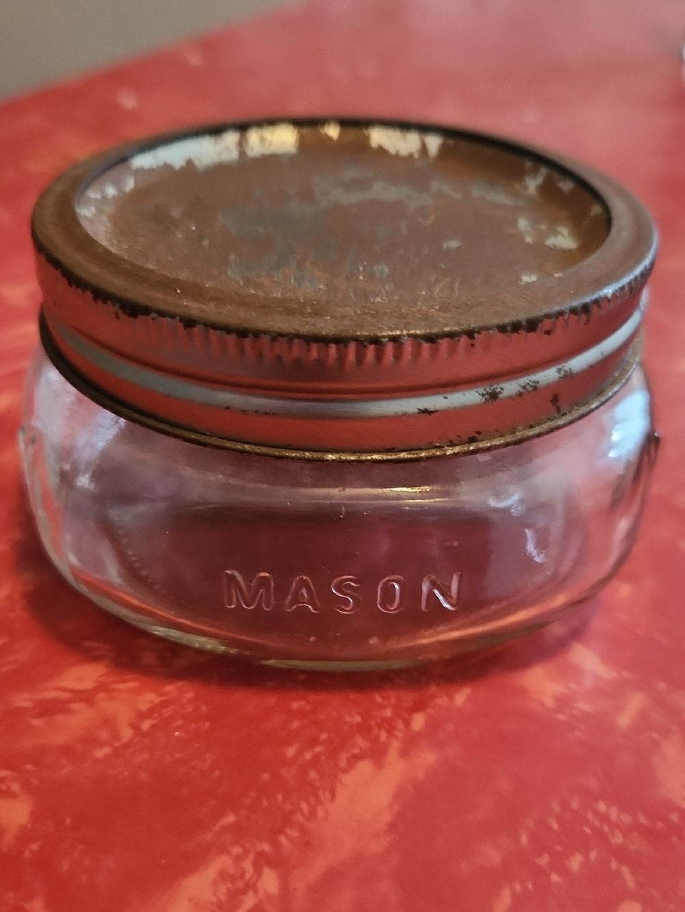 Vintage Mason Ball 8 Ounce Squatty Square Jar